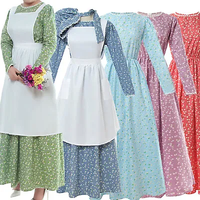 Pioneer Costume Dress Women American Historical Clothing Prairie Colonial Dress • $42.77