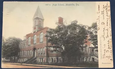 High School Meadville PA Postcard 1906 • $6