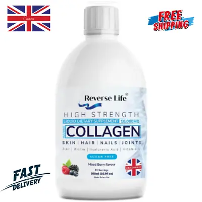 Reverse Life Marine Collagen Liquid Supplement Drink - High-Strength 10000mg Hy • £20.50