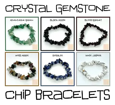 Crystal Gemstone Chip Bracelet *New Age Healing Jewellery Chakra Reiki Agate • £2.95