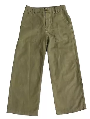 J. Crew Women's 26x24 Green Wide Leg Crop Pants Size 00 Button Fly • $12.88