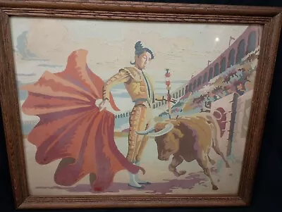 Vintage Spanish Bull Fighting Matador Oil On Board Painting 18 X 22 Framed • $19.99