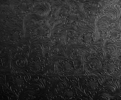 Black Western Embossed Floral Faux Leather Vinyl Upholstery Fabric ROLLED • $29.99