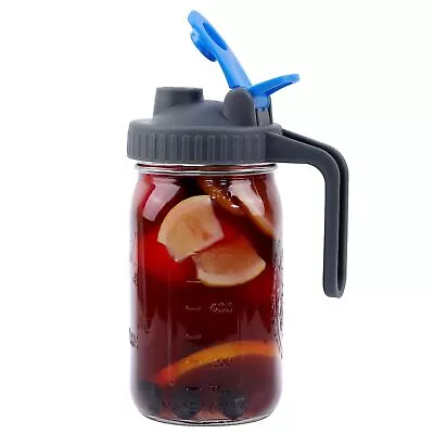 Mason Jar Pitcher With Pour Spout 32 OZ Wide Mouth Glass Pitcher With Lid 1 Q... • $25.66