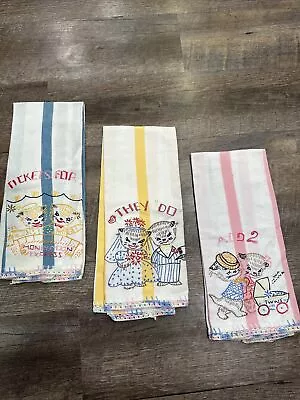 Vintage Hand Embroidered Tea Towels • $9.99