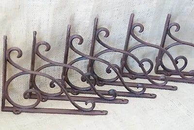 6 Antique Style Shelf Brace Wall Bracket Cast Iron Brackets Corbels Plant Hook • $44.99
