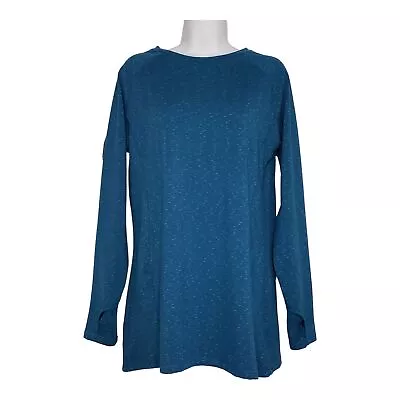 Earth Yoga Womens Pullover Long Sleeve Sustainable Shirt Spacedye Teal Sz Large • $14.29