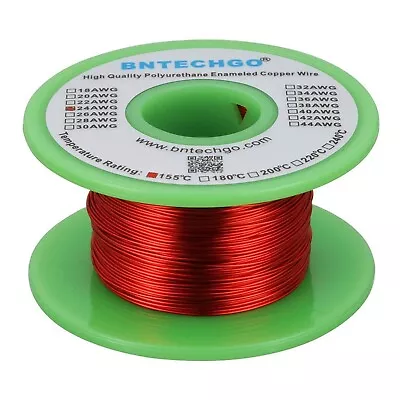 BNTECHGO 24 AWG Magnet Wire - Enameled Copper Wire - Enameled Magnet Winding ... • $27.26