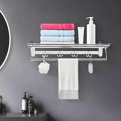 Bathroom Wall Mounted Towel Rack Hotel Rail Holder Storage Shelf Stainless Steel • $26.60