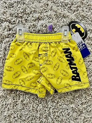 New~”Batman”~Baby Boy~ Swim Trunks ~Board Shorts ~Swimwear~Yellow/Black~12 Month • $4