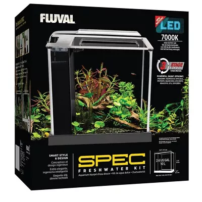 Fluval Spec Aquarium 10l Gloss Black Led Light Hagen Fish Tank • £73.99