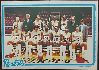 1980-81 Houston Rockets Topps NBA Team 5  X 7  Pin-Up Poster Moses Malone Rudy T • $29