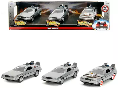 1/32 Jada Back To The Future Time Machine Delorean Set Of 3 Pieces Diecast 33399 • $19.80