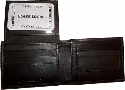 Men's Leather Wallet 6 Card Holder ID Change Purse 2 Bill Pockets Brand New • $7.96