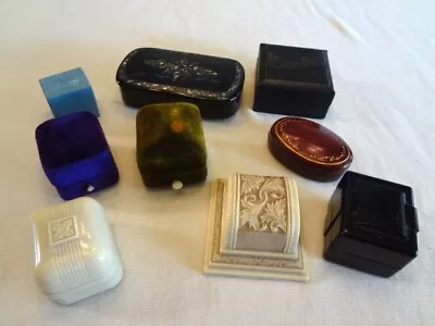 Fabulous Lot Of 9 Early Jewelry & Ring Boxes - Push Button - Velvet ++++ • $61