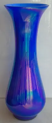 Cased Glass Vase Swedish? With Iridescent Tones Purple & Blue 10 Inches 25cm • £45