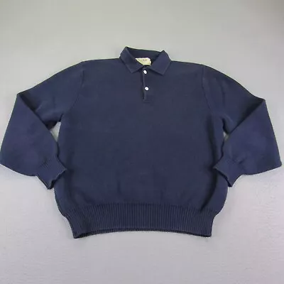 Vintage LL Bean Sweater Mens Medium Blue Textured Pullover Fine Cotton Made USA • $39.97