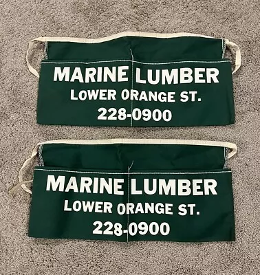 Vintage MARINE LUMBER Nantuckett Massachusetts Canvas Nail Apron Lot Of 2 NOS • $19.99