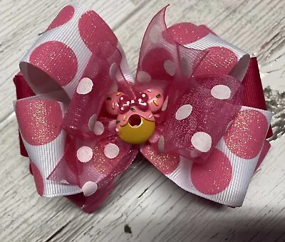 Pink Minnie Mouse Boutique Hair Bow Stacked Girl  Clip Toddler Disney Donut • $5.99