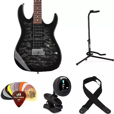 Ibanez Gio GRX70QA Electric Guitar Essentials Bundle - Transparent Black • $229.99