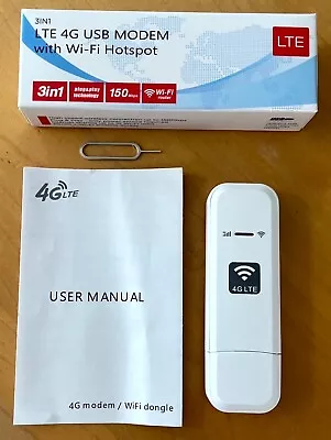 4G LTE Wireless Router USB WIFI Dongle Modem Mobile Broadband SIM Unlocked Card • £9.99