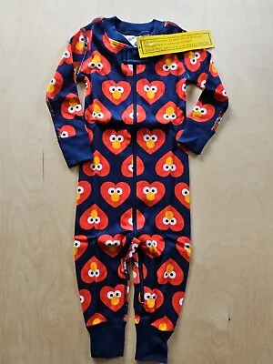 Nwot Hanna Andersson  Elmo Love Sesame Street Zipper Sleeper Pajamas 75 12-18m • $28.99