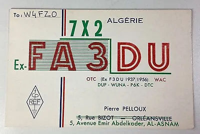 Algeria 1964 QSL Card Pierre Pelloux 5 Emir Abdelkader Avenue • $22.86