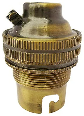 £6.14 • Buy BC B22 Light Bulb Lamp Holder 1/2, Earthed In Antique Brass, Unswitched (A70AB)