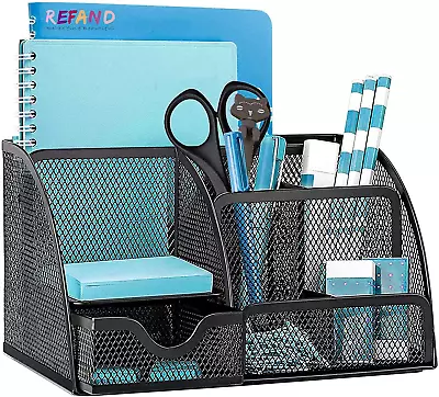 Mesh Desk Organizer Desktop Office Supplies Multi-Functional Caddy Pen Holder S • $20.49