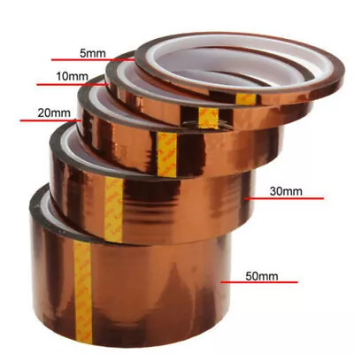 5-50mm 33 M Heat Resistant Tape High Temperature Polyimide Kapton Fixation Tape • £2.39