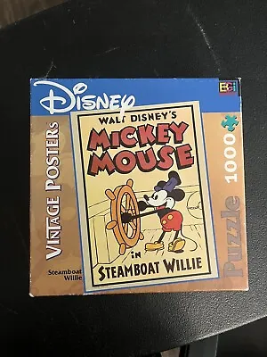 Disney Vintage Posters Steamboat Willie Mickey Mouse Signature 1000 Piece Puzzle • $27.99