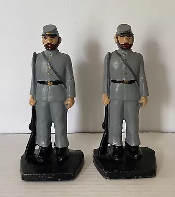 2 - Vintage Cast Iron Civil War Soldier Figures/Bookends 7” Tall • $60