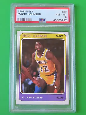 1988-89 Fleer #67 - Magic Johnson - LA Lakers - PSA 8.0 (NM-MT) • $8