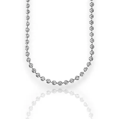 Bead Ball Moon Cut Link Chain Necklace - 14K White Gold - Solid • $459.99