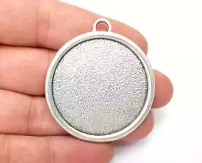 Round Frame Pendant Blank Antique Silver Plated Jewelry Accessories G28098 • $2.55