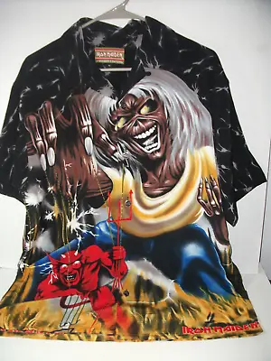 Vintage IRON MAIDEN THE NUMBER OF THE BEAST Dragonfly Button Dress Shirt Size M • $100