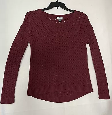 Old Navy Women's Maroon Crew Neck Eyelet Pullover Sweater Size S • $12