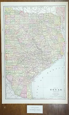 1901 EAST TEXAS Map 14 X22  ~ Old Antique Original AUSTIN DALLAS FORT WORTH WACO • $25.16