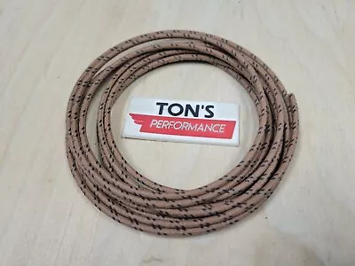 10 Feet Vintage Braided Cloth Covered Primary Wire 16 GA Gauge Brown W/ Black • $6.99