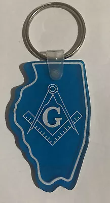 Freemason Masonic Key Chain RUBBER VINYL COMPASS SQUARE GUILD ILLINOIS BLUE #Z • $4.99