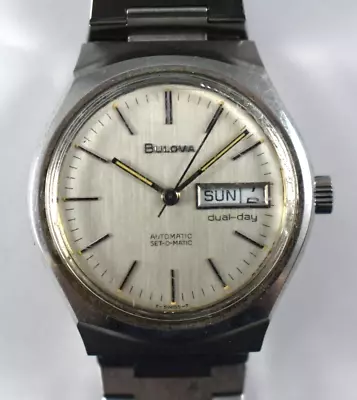 Vintage 1978 N8 Bulova Automatic Set-O-Matic Dual-Day Wrist Watch Runs Lot.13 • $69.99