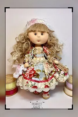 £79.99 • Buy Handmade Rag Doll Ramina 11,5”,  Fabric Doll, OOAK, Gift, Designer Art Doll