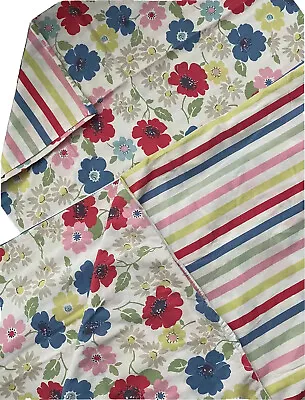 Cath Kidston Floral Striped Reversible Single Duvet Cover & Pillow Case • £25