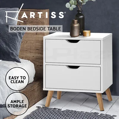 $49.71 • Buy Artiss Bedside Tables Drawers Side Table Nightstand White Storage Cabinet Wood