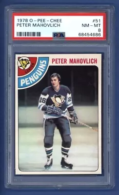 1978-79 OPC #51 PETER MAHOVLICH PSA 8 NM-MT Pittsburgh Penguins LOW POP • $277.03