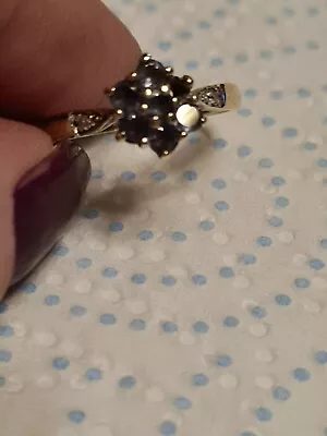 £55 • Buy 9Ct Yellow Gold Tanzanite And Diamond Flower Ring Q 2.35g Scrap Or Repair