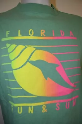 Florida Fun & Sun Neon Beach Vacation Single Stitch L/XL T-Shirt USA VTG 80s 90s • $19.99