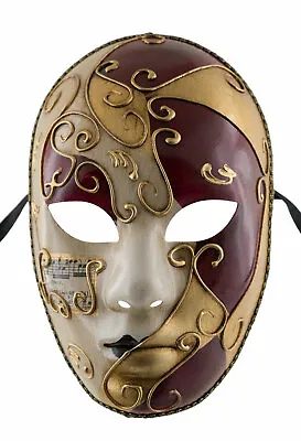 Mask Venetian Fancy Dress Bordeaux And Golden Musica Carnival Venice 1381 V63 • $114.87