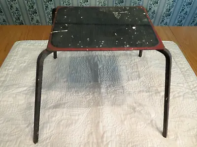 Wrought Iron Metal Stool Plant Stand Mid Century Red W/ Rubber Top WATCH VIDEO! • $29.95