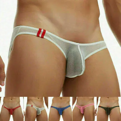 Mens Sheer Mesh Low Rise Bikini Thong G-string Briefs Tanga Underwear Swimwear • $7.99